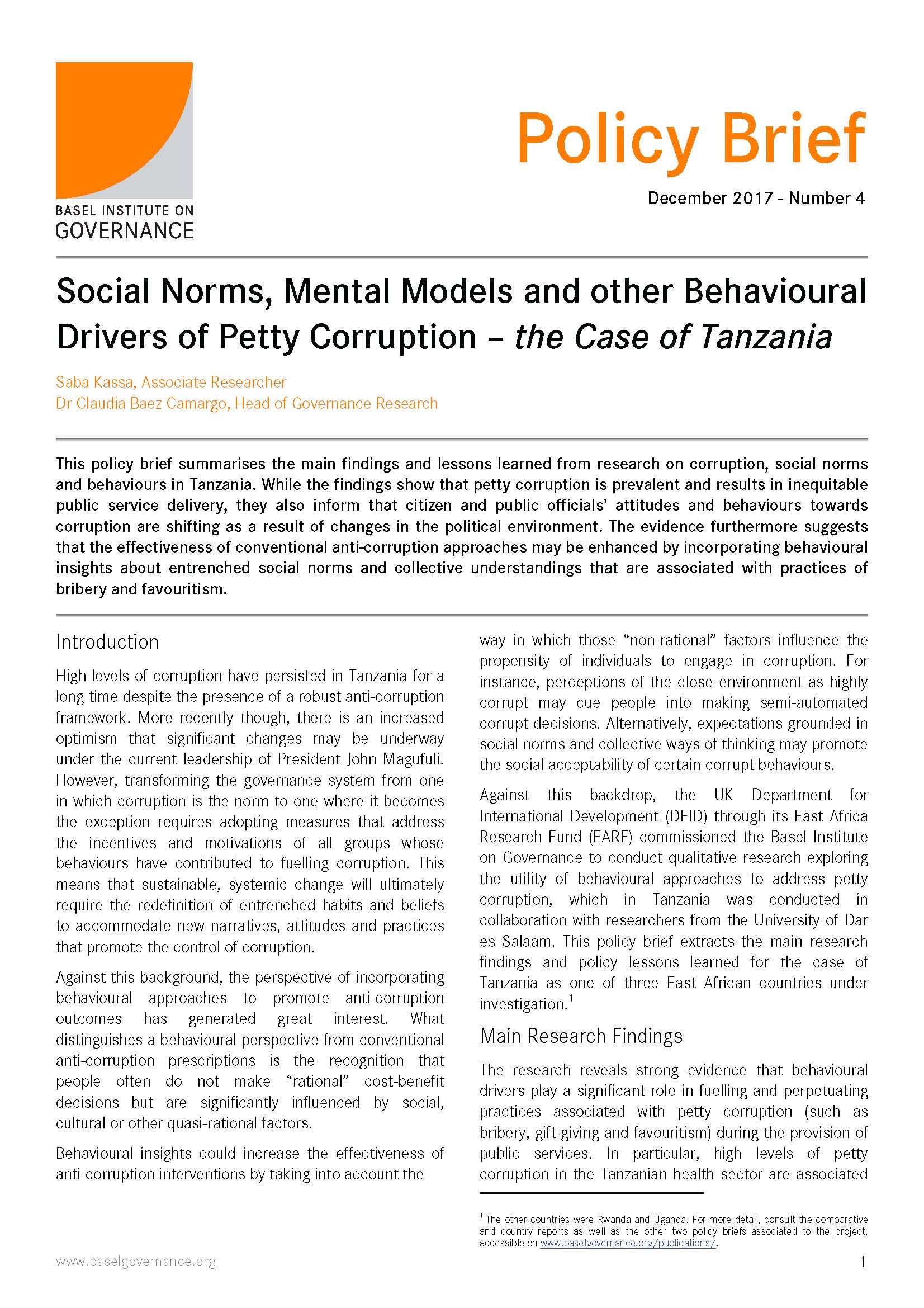 Policy Brief 4 Social Norms, Mental Models and other Behavioural
